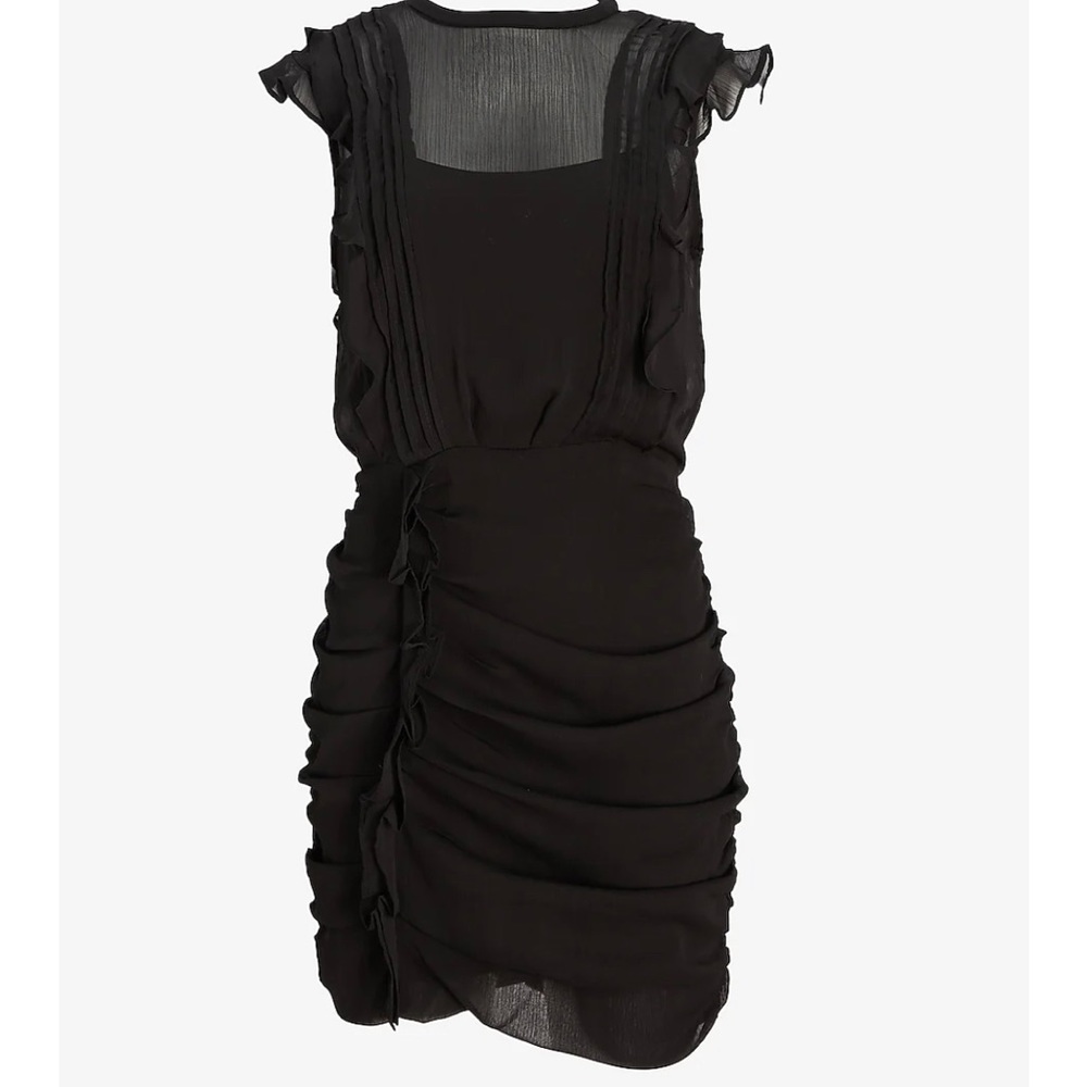 Express Black Ruched Ruffle Sheath Dress Size XS